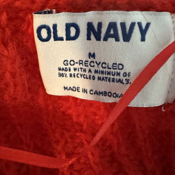 Old Navy Womens Chunky Knit Cardigan Size Medium Red Valentines Chiefs Sweater - Picture 7 of 7